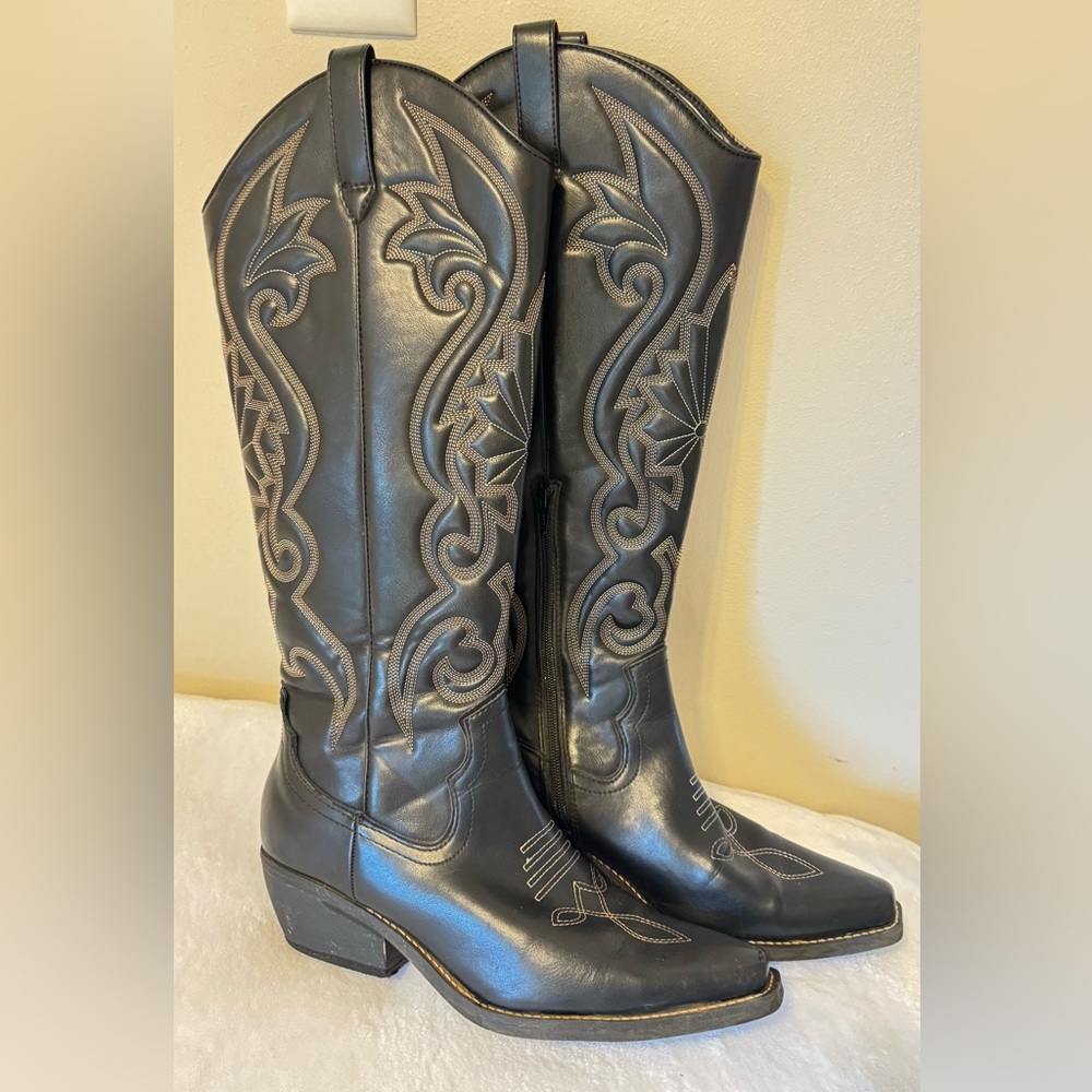 Target Black Textured Women Western Boots